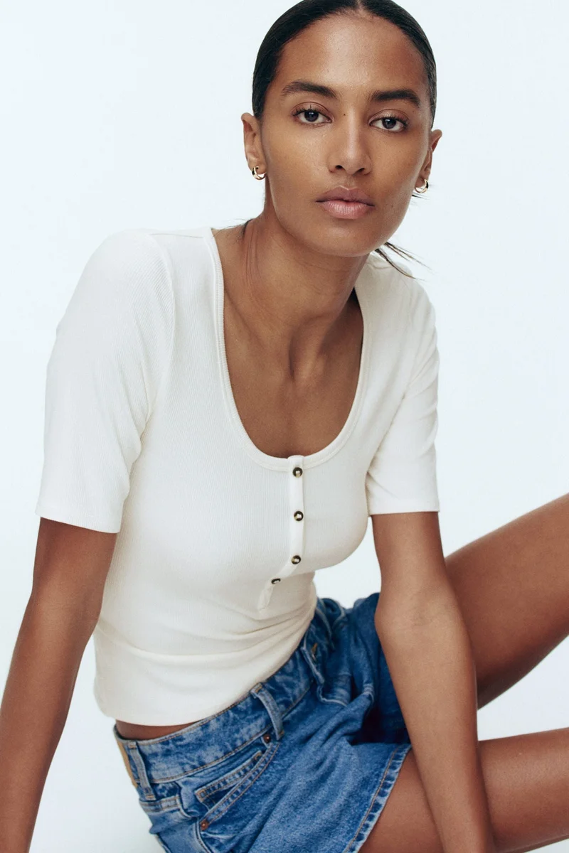 H&M Ribbed viscose top