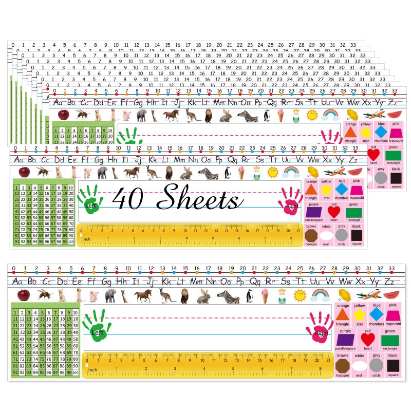 starboling Desk Nameplates,40pcs Name Tags for Classroom,Waterproof Multipurpose Manuscript Students Name Plates for desks Classroom with Multiplication,Fractions and Percentages Table(Animal Style) - Image 1