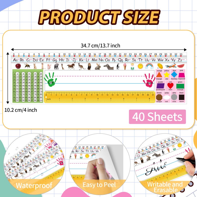 starboling Desk Nameplates,40pcs Name Tags for Classroom,Waterproof Multipurpose Manuscript Students Name Plates for desks Classroom with Multiplication,Fractions and Percentages Table(Animal Style) - Image 2