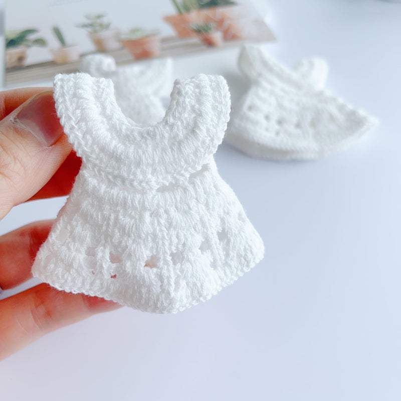 NUORUI NUO RUI 10 Pcs Miniature Crochet Dress Favors Baby Girl Gifts Baby Shower Party Gifts Gender Reveal Party Favors Newborn Favors Baptism Centerpieces White - Image 2
