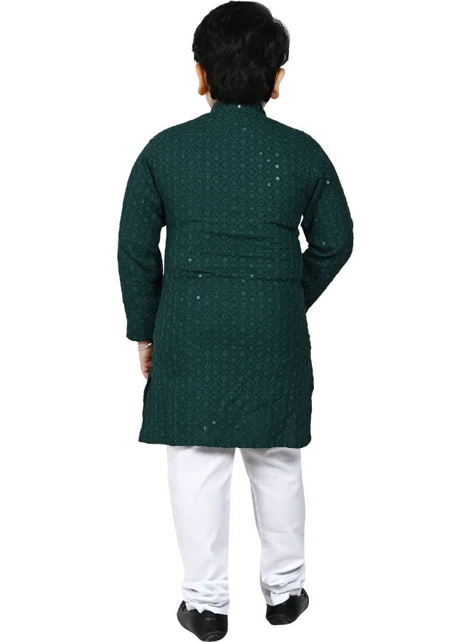 BT DEZINES Dark Green Kurta and Pyjama Set for Boys
