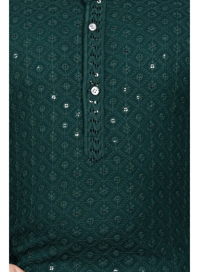 BT DEZINES Dark Green Kurta and Pyjama Set for Boys - Image 5