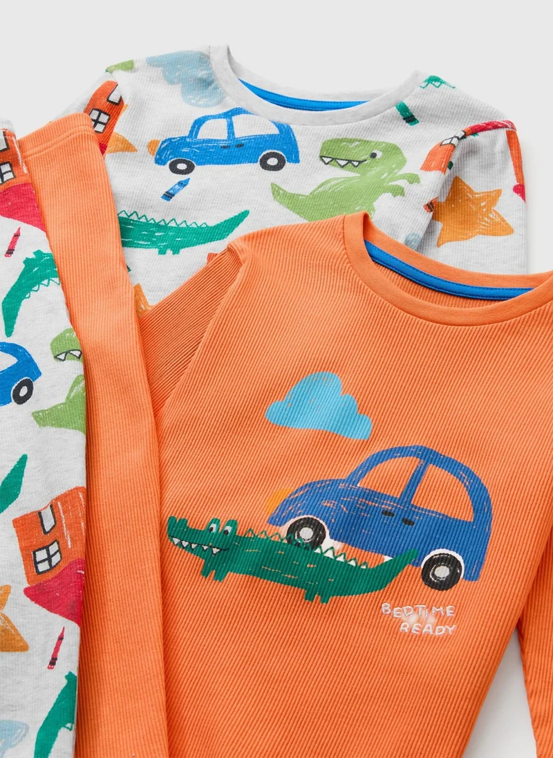 ماتلان 2 Pack Boys Orange Doodles Long Pyjama Sets