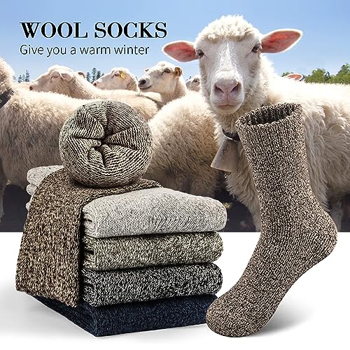 SIMIYA 5 Pairs Wool Socks Mens, Thick Warm Winter Soft Hiking & Casual Crew Socks - Image 2