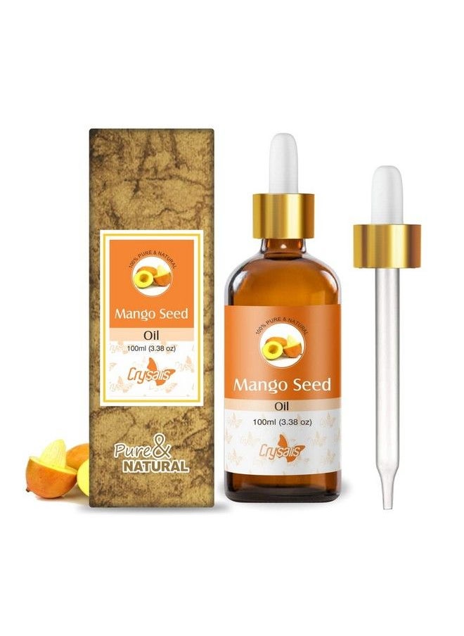 CRYSALIS زيت بذور المانجو (Mangifera Indica)؛ 100% نقي وطبيعي زيت حامل غير مخفف عضوي قياسي / زيت بذور معصور على البارد للبشرة المتألقة والشعر الصحي والوجه المغذى 100 مل مع قطارة  - Image 1