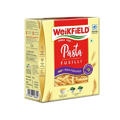 Weikfield Fusilli Pasta 400g Pouch | Healthy Pasta Made With 100% Durum Wheat Semolina | No Maida | Rich in Protein & Fibre | Non-Sticky | 100% Vegetarian - Image 2