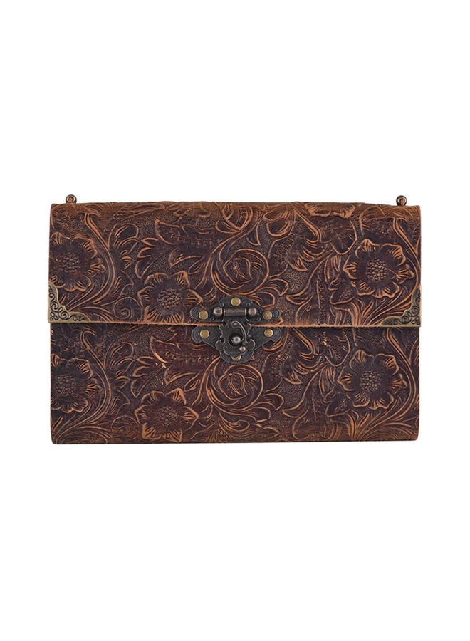 NIBEMINENT Embossed Pattern Soft Travel Notebook Brown