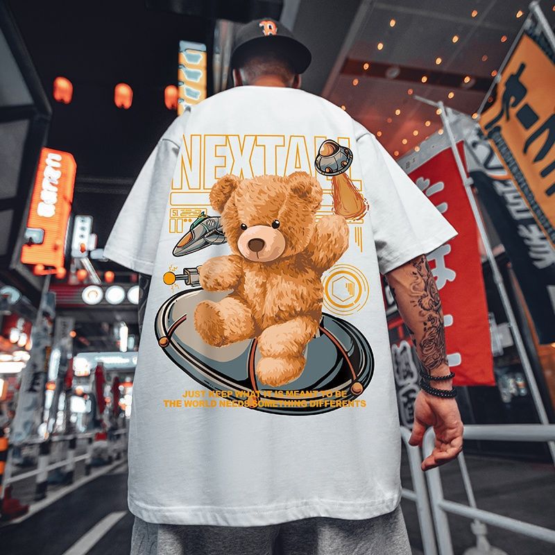 Summer New National Fashion Casual T-shirt Men's Fashionable Instagram Style Short-sleeved Fashionable Brand Loose plus size Half-length Sleeve - Image 4