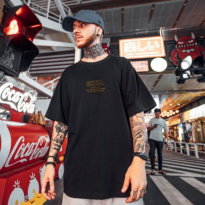 Summer New National Fashion Casual T-shirt Men's Fashionable Instagram Style Short-sleeved Fashionable Brand Loose plus size Half-length Sleeve - Image 3