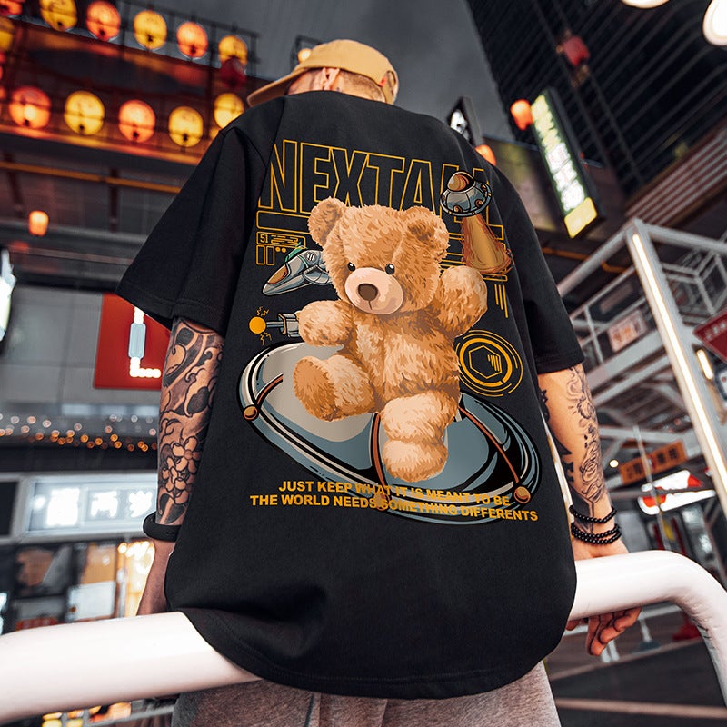 Summer New National Fashion Casual T-shirt Men's Fashionable Instagram Style Short-sleeved Fashionable Brand Loose plus size Half-length Sleeve - Image 2