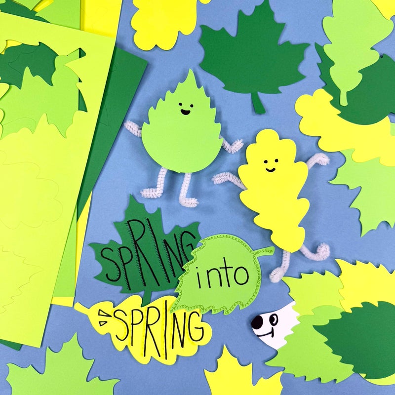 FreshCut Crafts 120 Pieces Spring Leaf Paper Cutouts with IDEA Guide, 2-Sided US Made Card Stock Punch Out Maple, Oak, and Birch Leaves for Bulletin Boards, Classroom Decor, Spring Crafts, DIY Scrapbook, and Posters - Image 2