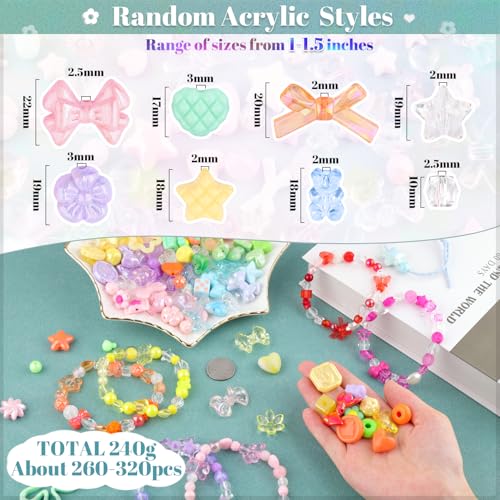 TINKRSTUFF Assorted 400-450PCS Acrylic Beads For Bracelet Making, Flower Bow Butterfly Candy Gummy Bear Kawaii Aesthetic Bead, Cute Beads For Jewelry Making DIY Necklace Keychain Phone Charm(6 Colors) - Image 2