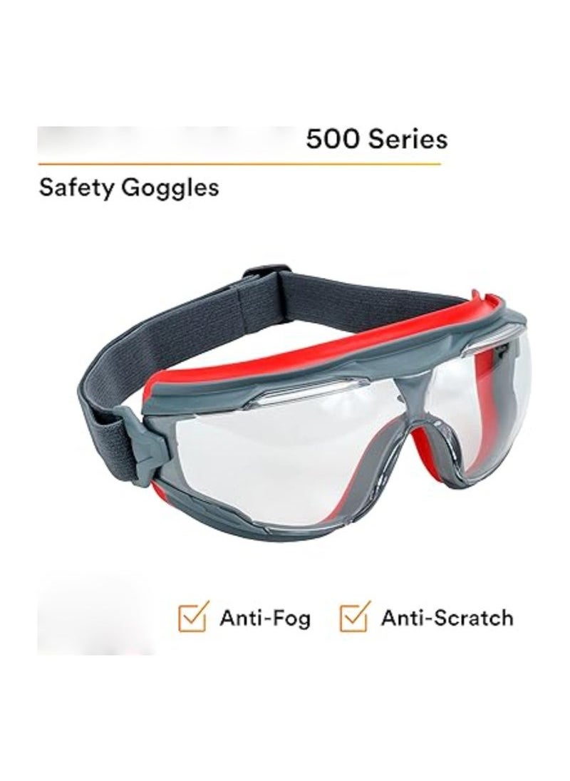 Captaintech 500 Series GG501SGAF, Clear Anti-fog Lens, Safety Work Over Glasses, Eye Protection for Men & Women, Fog & Scratch Resistant, Adjustable, UV Block, Clear Lens  - Image 2