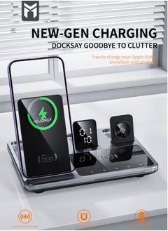 4-in-1 wireless charging magsafe 15W support fast charging and intelligent identification of devices Fast charging for three devices at the same time and a clock indicator Support all kinds of phones