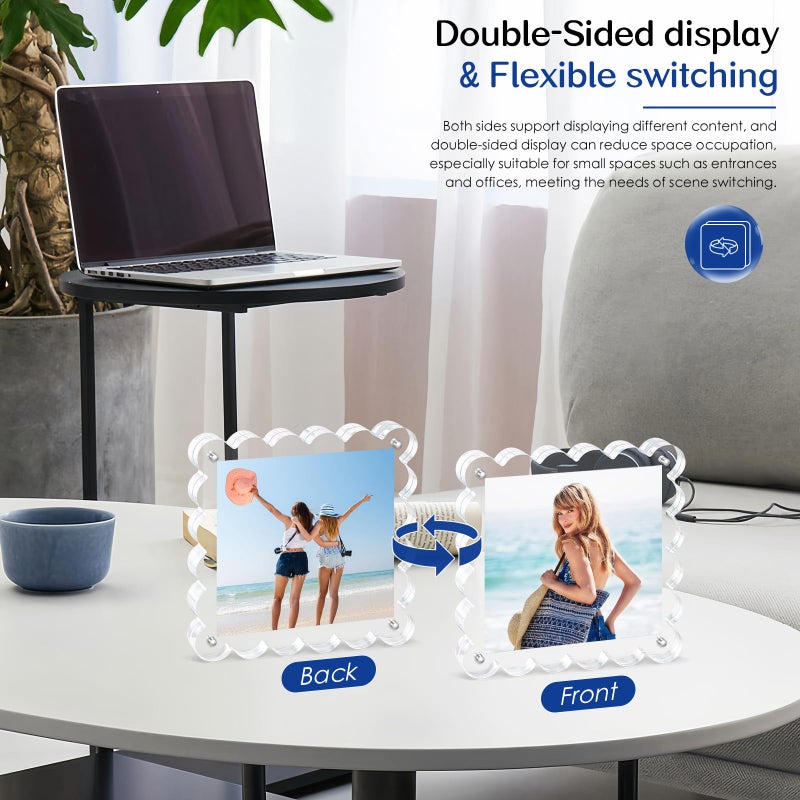 Chivalral 3Pack Clear Magnetic Picture Frames 5Ã—5 Inch - Scalloped Picture Frame with 10+10mm Thick Block, Double-Sided Clear Display | Trendy Home Decor & Modern Gift Idea (3Pack, 5Ã—5) - Image 4