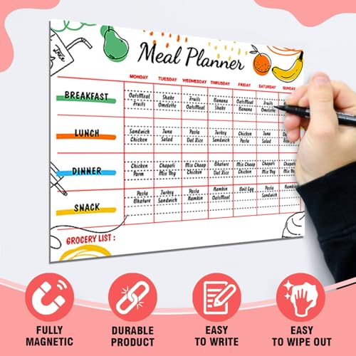 True Flair Trueflair Weekly Meal Planner With Marker Duster With Grocery Shopping List, Menu Meal Calender 30cm X 23cm (Design 3) - Image 2