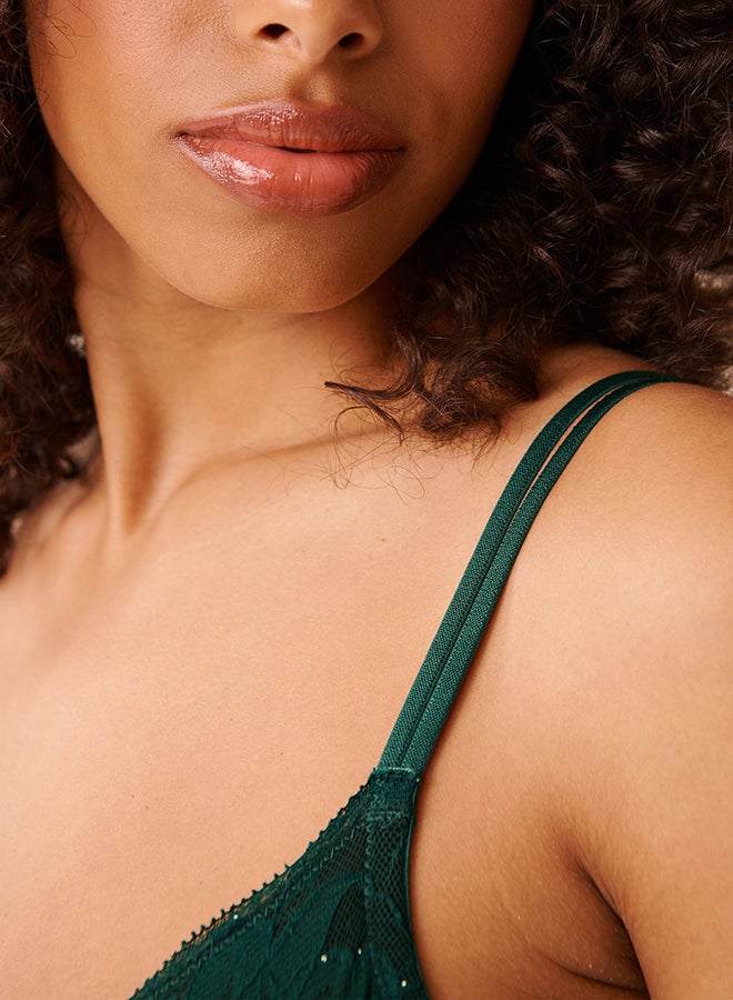 La Vie en Rose Unlined Lace and Mesh Corset Bra - Image 4