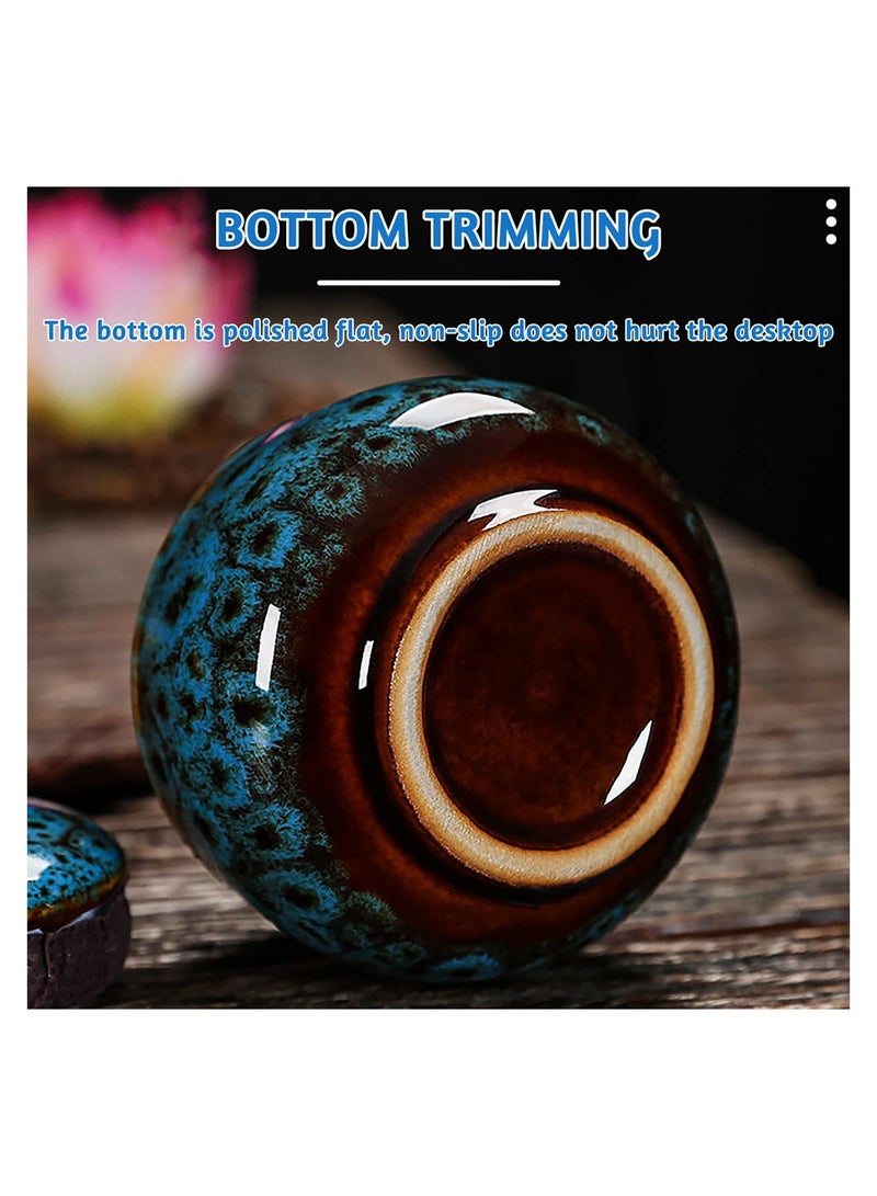 Excefore Ceramic Tea Jar Vintage Chinese Style Storage Jars, 2 Pieces Tea Leaves Sealing Can with Tassel, Traditional Tea Caddy for Kitchen Tea Coffee Spices Sugar Condiment, 70ML - Image 4