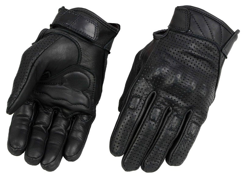Milwaukee Leather MG7500 Mens Black Perforated Leather Gel Padded Palm Motorcycle Hand Gloves W Rubberized Hard Knuckle For Protection 3XLarge