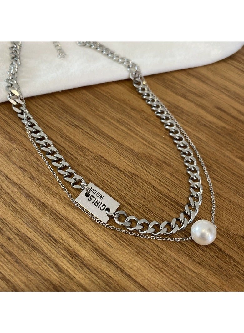 Goolsky Retro Pearl Choker Necklace – Color-Retaining Titanium Steel | Vintage Street Style Statement for Women - Image 1