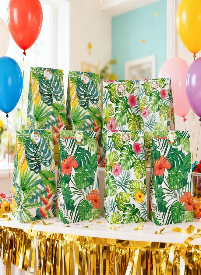 Shindel 24PCS Luau Hawaii Party Bags, Party Favor Bags Lunch Bags Gift Bags Paper Bags with Stickers for Aloha Hawaii Party - Image 3