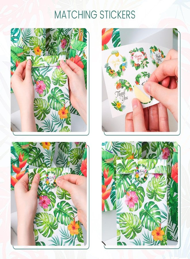 Shindel 24PCS Luau Hawaii Party Bags, Party Favor Bags Lunch Bags Gift Bags Paper Bags with Stickers for Aloha Hawaii Party - Image 5