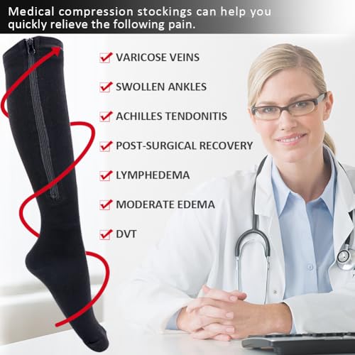 Ailaka Medical 15-20 mmHg Zipper Compression Socks Women Men - Image 5