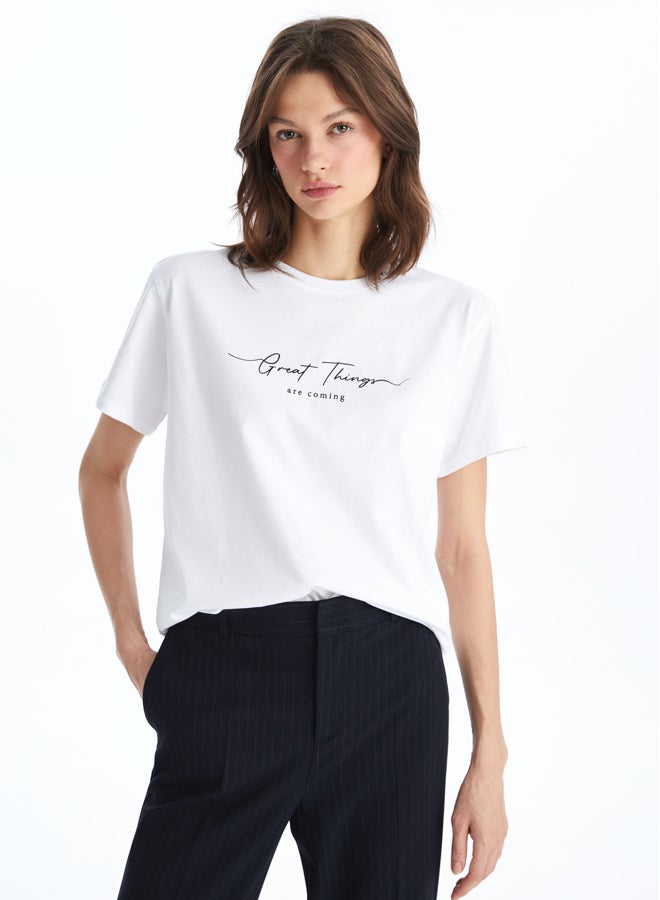 Crew Neck Printed Short Sleeve Women's T-shirt
