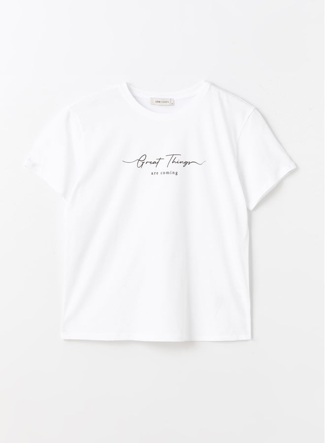 Crew Neck Printed Short Sleeve Women's T-shirt