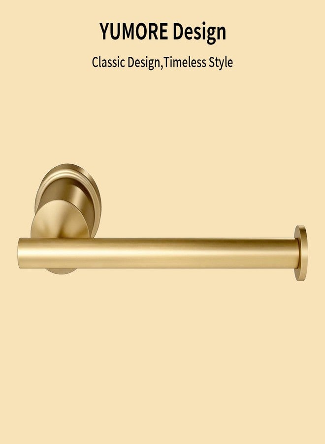 YUMORE Gold Bathroom Hardware Set, 4-Pieces Wall Mounted Bath Accessories Kit, Stainless Steel Towel Bar, Towel Ring, Toilet Paper Holder & Robe Hooks, Modern Brushed Gold Finish - Image 4