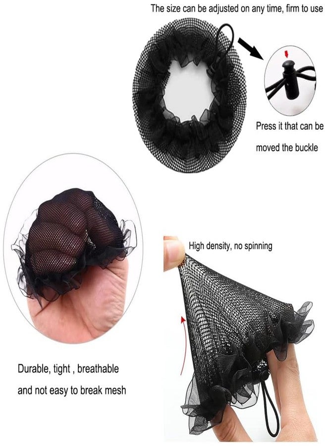 Elandy 6PCS Black Bun Hair Nets Set Reusable Hair Nets Women Bun Dancer Hair Mesh Bun Cover with Adjustable Drawstring Including 6 Rubber Bands+4 BB Clips+10 Hair Pins +20 Bobby Pins - Image 5