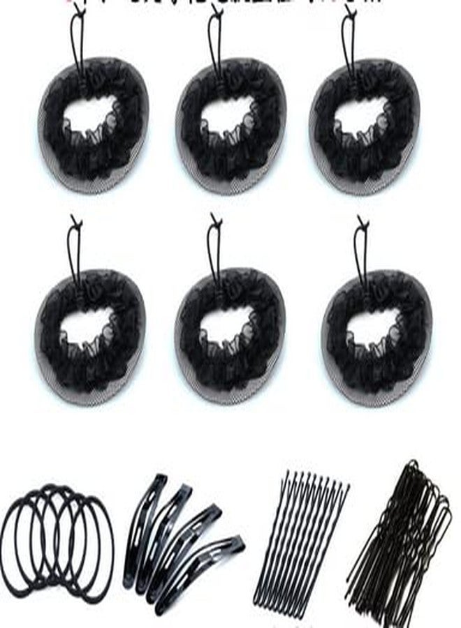 Elandy 6PCS Black Bun Hair Nets Set Reusable Hair Nets Women Bun Dancer Hair Mesh Bun Cover with Adjustable Drawstring Including 6 Rubber Bands+4 BB Clips+10 Hair Pins +20 Bobby Pins - Image 2