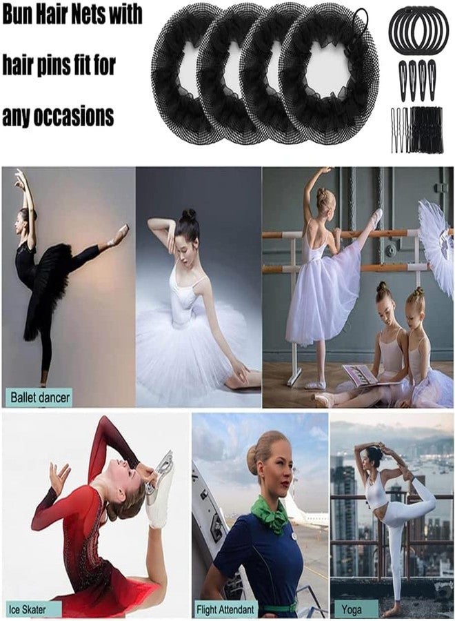 Elandy 6PCS Black Bun Hair Nets Set Reusable Hair Nets Women Bun Dancer Hair Mesh Bun Cover with Adjustable Drawstring Including 6 Rubber Bands+4 BB Clips+10 Hair Pins +20 Bobby Pins - Image 3