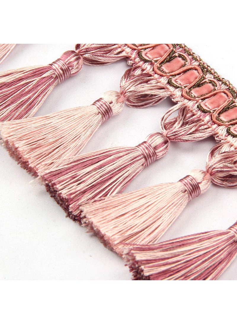 fenghuangwu Fenghuangwu 65 Yard Handmade Tassel Fringe Trim 10Cm394Inch Diameter Tassel Fringing Trimmings Hand Knitting for DIY DecorCurtain Tablecloth Home DecorationPink  - Image 2