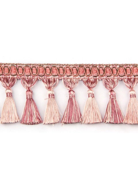 Fenghuangwu 65 Yard Handmade Tassel Fringe Trim 10Cm394Inch Diameter Tassel Fringing Trimmings Hand Knitting for DIY DecorCurtain Tablecloth Home DecorationPink