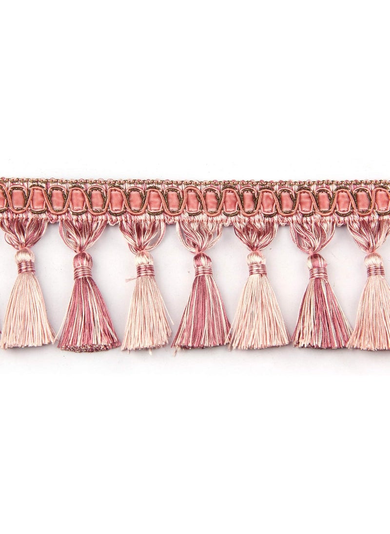 fenghuangwu Fenghuangwu 65 Yard Handmade Tassel Fringe Trim 10Cm394Inch Diameter Tassel Fringing Trimmings Hand Knitting for DIY DecorCurtain Tablecloth Home DecorationPink  - Image 1