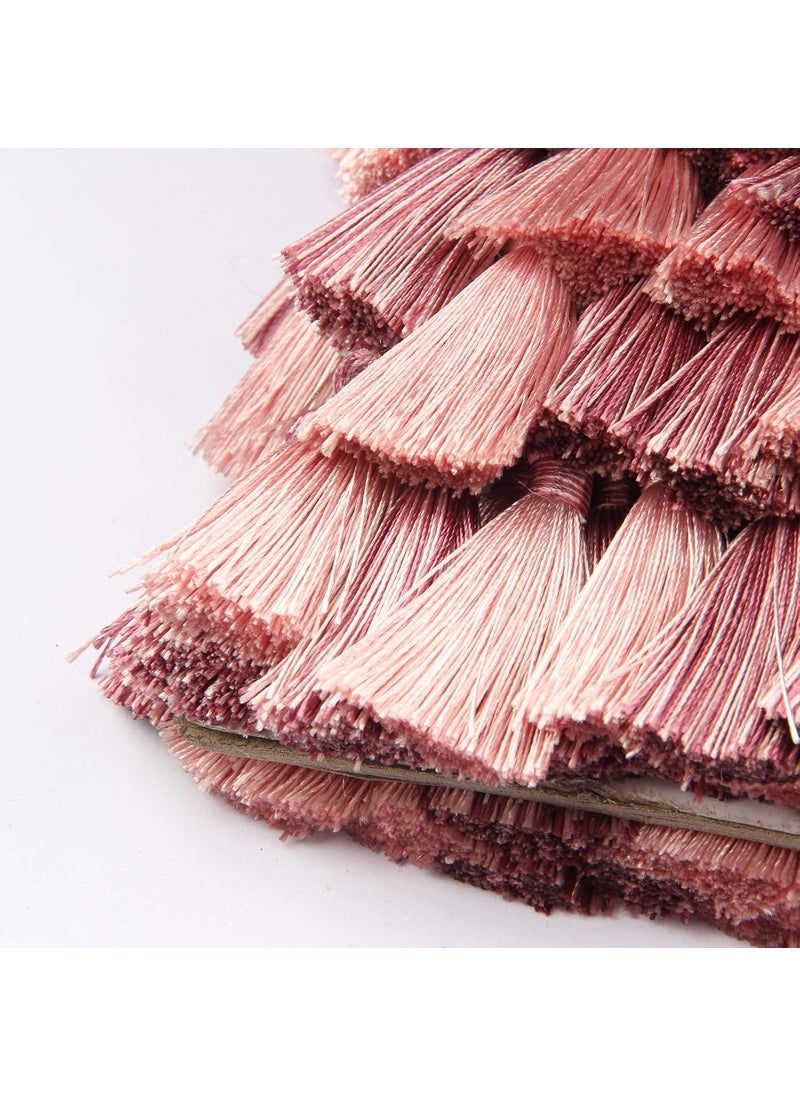 fenghuangwu Fenghuangwu 65 Yard Handmade Tassel Fringe Trim 10Cm394Inch Diameter Tassel Fringing Trimmings Hand Knitting for DIY DecorCurtain Tablecloth Home DecorationPink  - Image 3