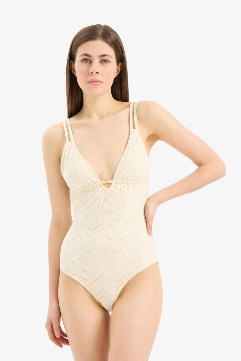 ديفاكتو Fall in Love Regular Fit Embroidered Brode Swimsuit