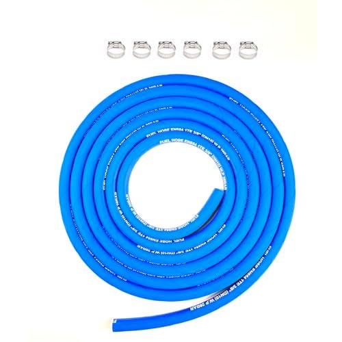 FCNFLZF 15FT Fuel Line Hose 38 inch 6AN High Pressure Hose 28Mpa 400PSI 10mm for Fuel Systems Engines Tube Hose Blue Multiple Size OptionsAttached Hose Clamp - Image 1