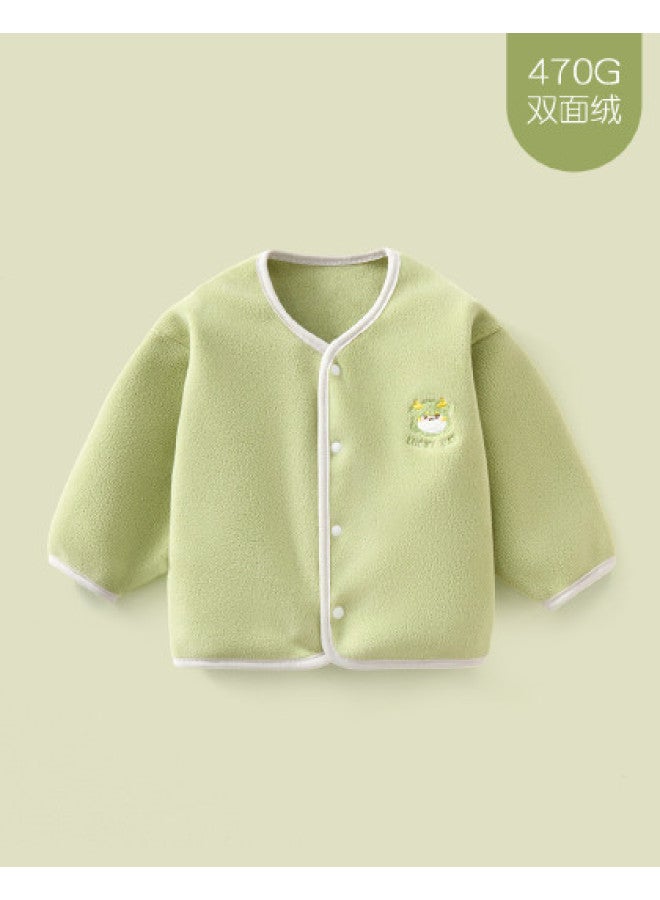 Doxiluka Boys' Fleece-lined Hooded Cardigan, Thickened Unisex Kids' Outerwear, Stylish Baby Top For Layering, Warm & Cozy Autumn/winter Clothing - Image 1
