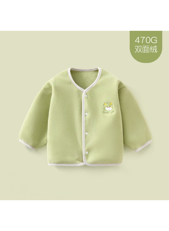 Doxiluka Boys' Fleece-lined Hooded Cardigan, Thickened Unisex Kids' Outerwear, Stylish Baby Top For Layering, Warm & Cozy Autumn/winter Clothing - Image 2