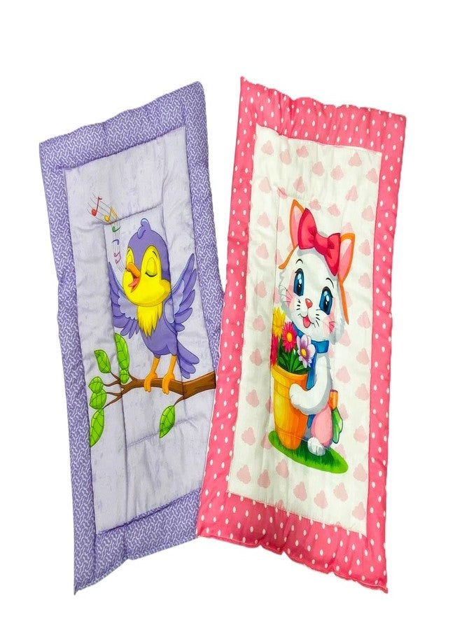 RUMPES New Born Baby Godadi Set Soft Cotton Baby godi | Godari | Baby Bedding Sheet | Crib Sheet | Cartoon Mats Baby Bed (Pack of 2) (Purple,Pink) - Image 1