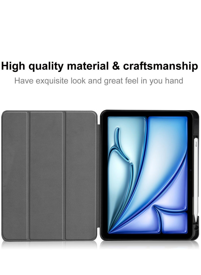 Case for IPad Air 11 2024 With Pencil Holder Slim Tablet Cover with Soft TPU Back Auto Wake/Sleep (Black) - Image 3