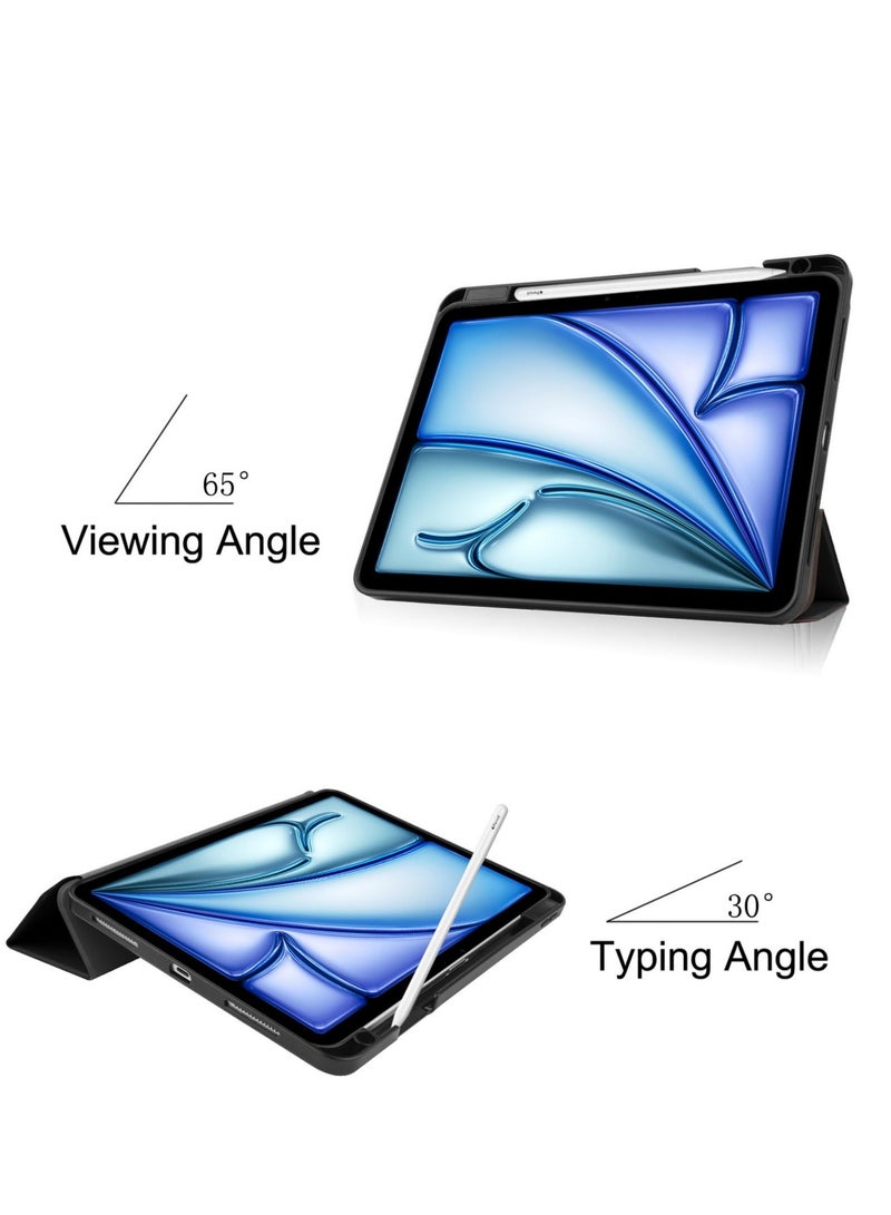 Case for IPad Air 11 2024 With Pencil Holder Slim Tablet Cover with Soft TPU Back Auto Wake/Sleep (Black) - Image 4