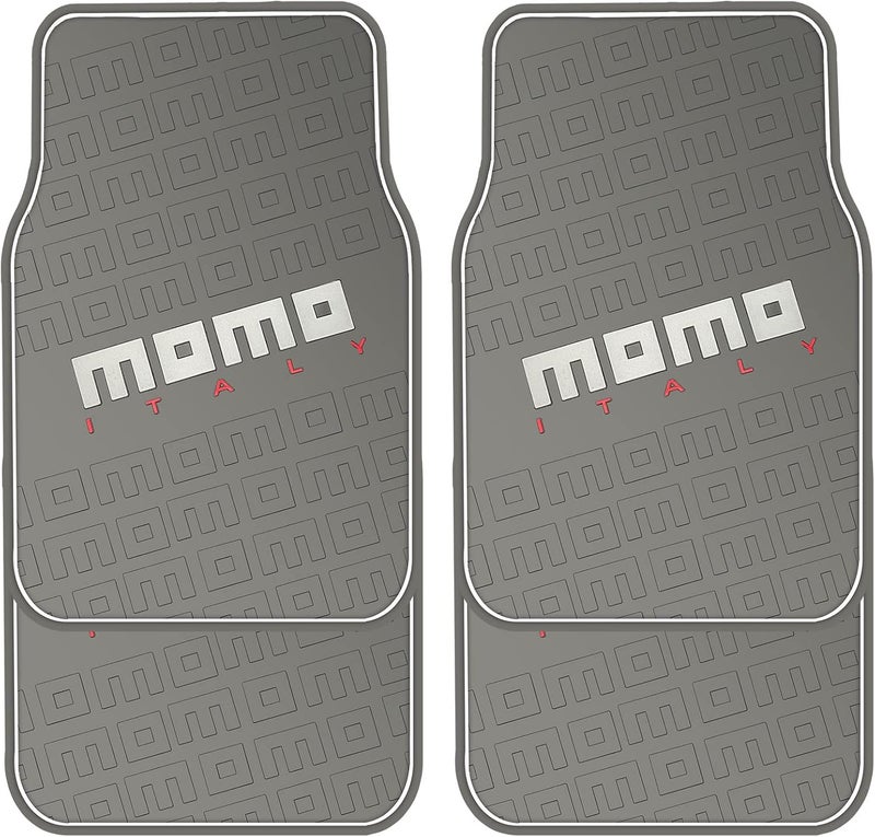 MOMO COMPLETE SET 4 PIECES UNIVERSAL CAR MATS BLACK AND GREY - Image 1