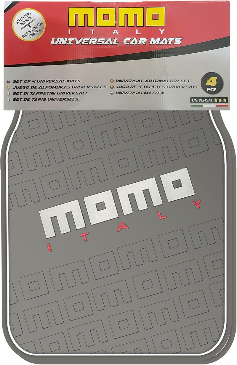 MOMO COMPLETE SET 4 PIECES UNIVERSAL CAR MATS BLACK AND GREY - Image 2