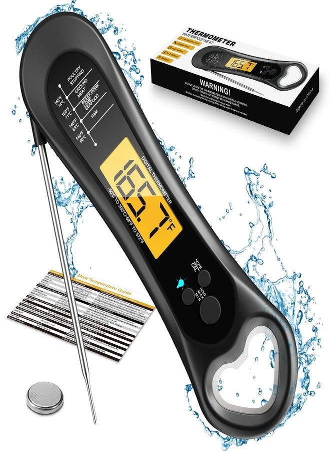 Biison Meat Thermometer Digital, Instant Read Meat Thermometer for Grill and Cooking, with Bottle Opener, Backlight & Calibration Food Thermometer, Kitchen Gadgets for BBQ, Turkey, Candy, Liquids - Image 1