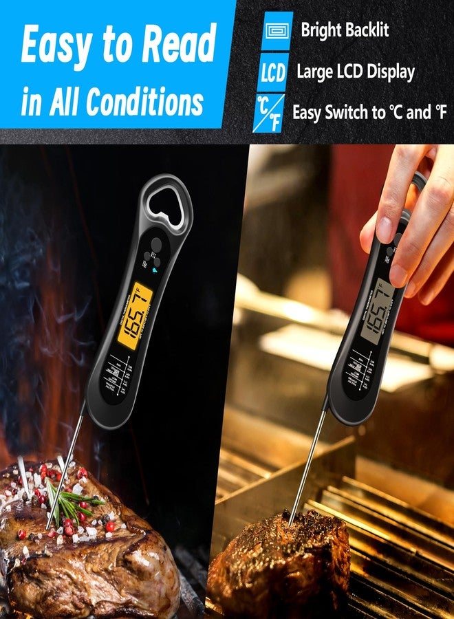 Biison Meat Thermometer Digital, Instant Read Meat Thermometer for Grill and Cooking, with Bottle Opener, Backlight & Calibration Food Thermometer, Kitchen Gadgets for BBQ, Turkey, Candy, Liquids - Image 2