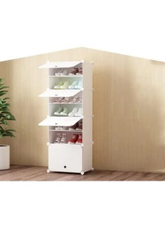 LEDIN Shoe Rack Organizer, Shoe Storage Cabinet 16 Pair Plastic Shoe Organizer Shoe Shelves for Closet Hallway Bedroom Entryway (1X8 White)  - Image 2
