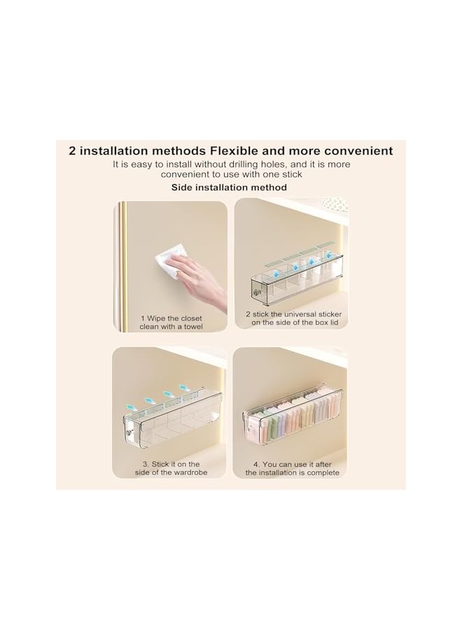 Green Tiger Wall Mount Socks Drawer, Multifunctional Punch-Free Wall Underwear Socks Organizer Box, Wall Mounted Drawer Organizer, Wardrobe Wall Mounted Transparent Storage Box For Panties, Socks, Underwear - Image 3